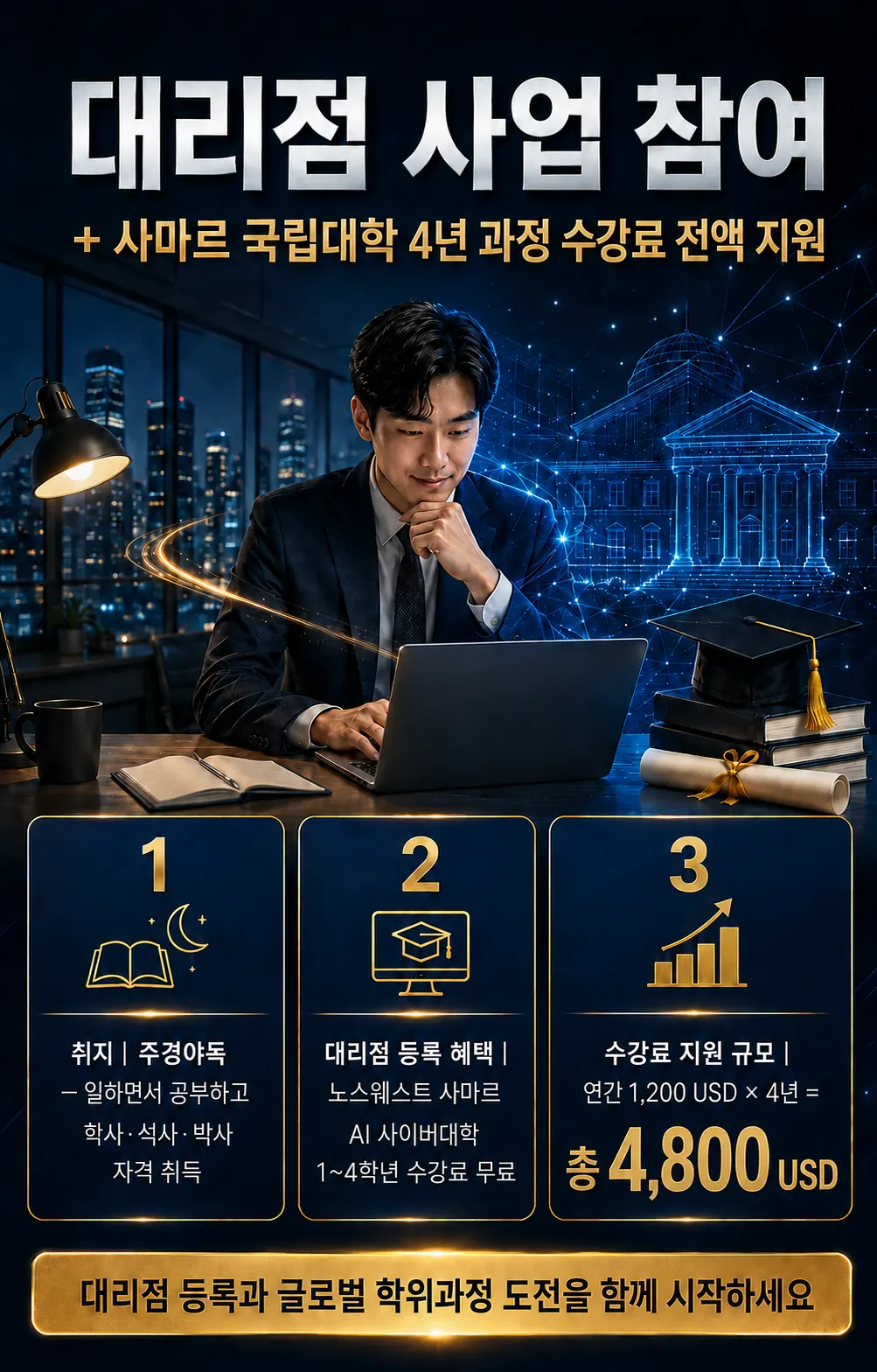 E1 교육 연계 대리점과 사마르 AI 사이버대학